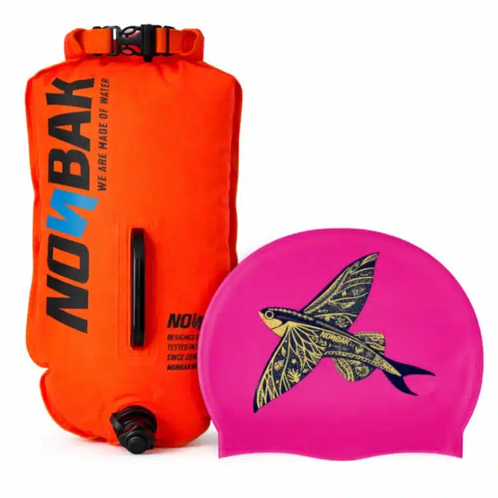 Boya naranja 28L + gorro rosa